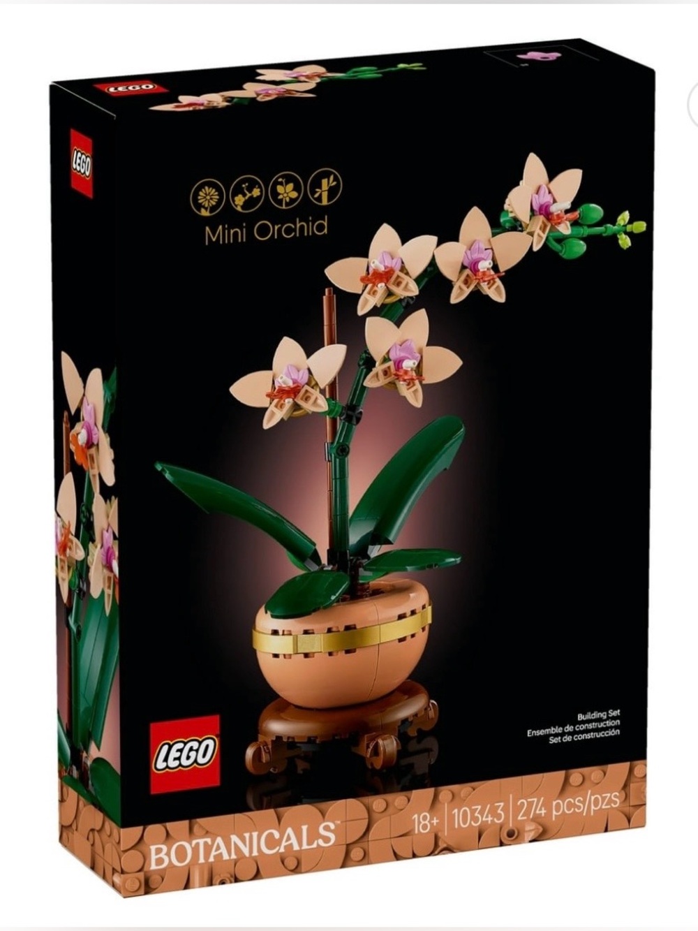 LEGO Mini Orchid Decorative Plant - Green and Cream with Pink Accents